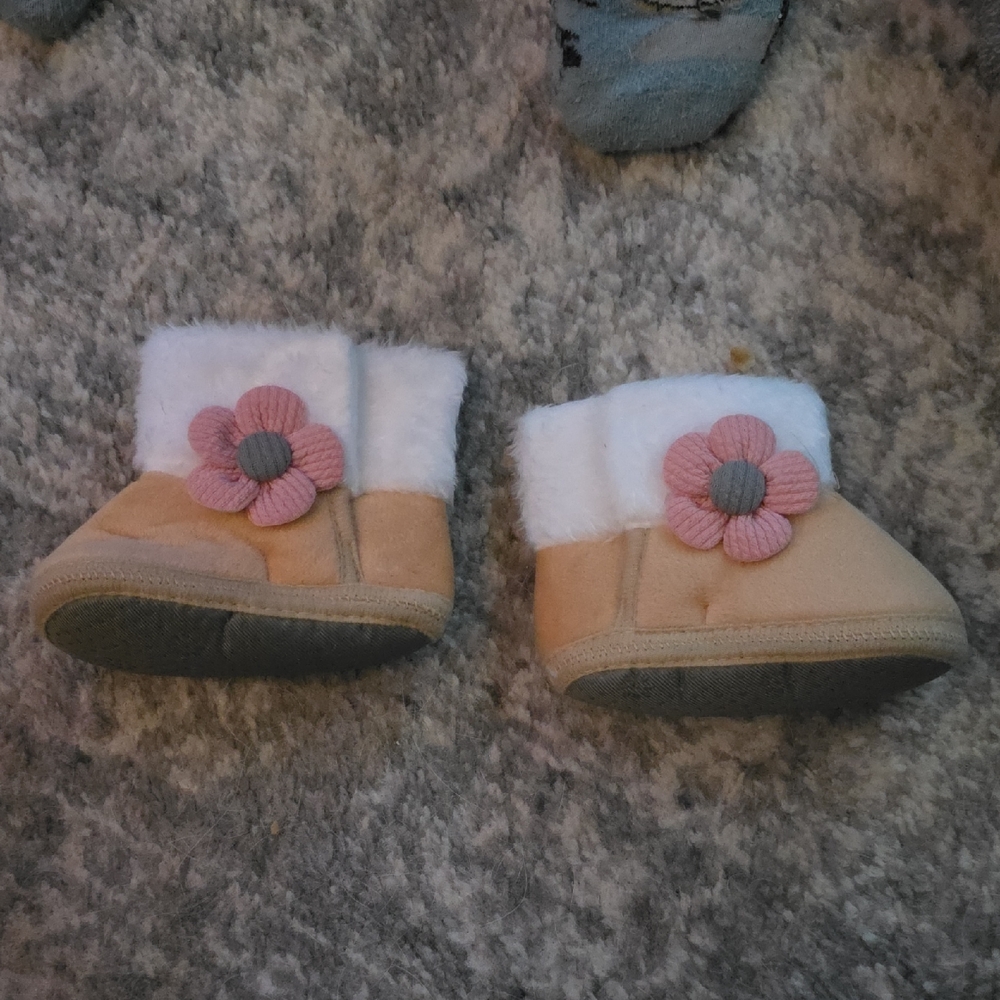 Adorable Baby Booties with Flower Accent